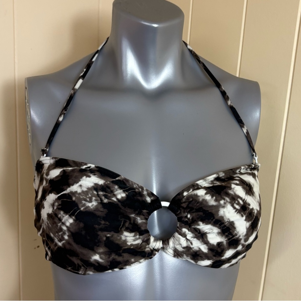 Beach Babe Australia Swim Top bikini Brown Beige Womens Size 8 Tie Back Padded